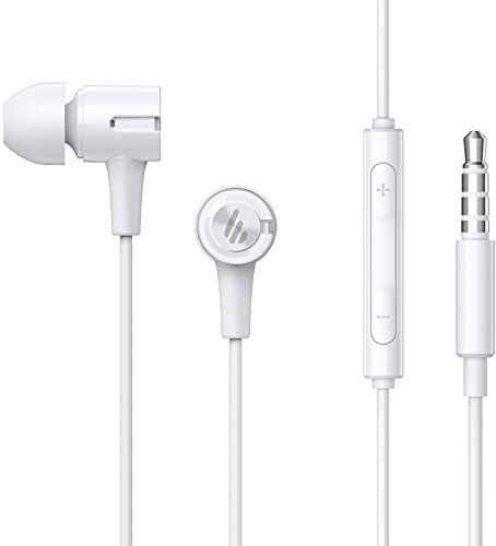 Edifier Cuffie intrauricolari P205 con microfono e controllo in linea, auricolari stereo cablati da 3,5 mm Auricolari auricolari - Bianco