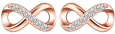 MicVivien kvinnor flickor örhängen 925 sterling silver kubisk zirkonia oändlighetssymbol stiftörhängen för alltid kärlek accent mode smycken e sterlingsilver, colore: Rosa guld, cod. MV145-R