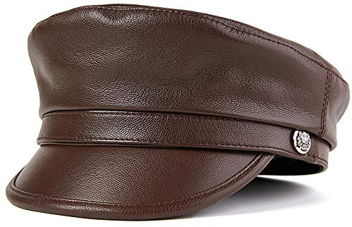 DongBao Army Cap Military Cap Damen Leder Flache Kappe UV Sonnenhut Mit Knöpfe,Kapitänsmütze Herren Damen