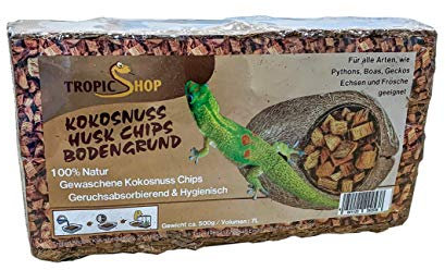 TropicShop Kokosnuss Coconut Husk Chips Terrarien Bodengrund für Schlangen, Schildkröten, Echsen etc. (500g - Brick)
