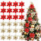 Chanurae 24 Pièces Fleurs Artificielles Décoration Noël Fleurs de Poinsettia Scintillantes Guirlande de Noël Sapin de Noël Décorations pour Maison Mariage Nouvel an Fête Décoration