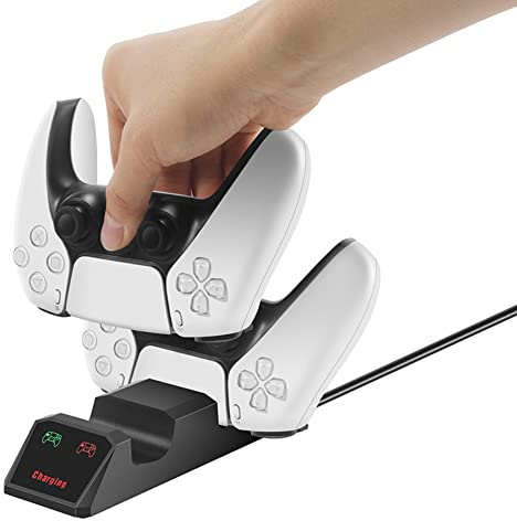 Cuifati Chargeur de Manette PS5 Station de PS5 Adaptateur Secteur à Rapide, Station de pour Manette Dual 5 avec Indicateur LED