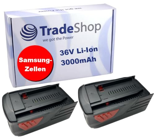 2X Hochleistungs Li-Ion Akku, 36V / 3000mAh für Hilti TE6A TE-6A TE-6A TE7A TE-7A TE-7-A Bohrhammer Schlagbohrmaschine Akkuschrauber Bohrmaschine ersetzt B36 B-36 B-36-V B36 Battery