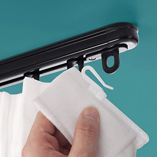 ZSTARR Retractable Ceiling Curtain Track, Measurement-Free 51''-94'', Room Divider, Shower Curtain, Parallel Bay Window, RV Track (Black)