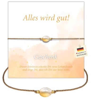 happymaker - Mutmacher Geschenk, Edelstein Armband mit Spruchkarte und Geschenkverpackung, handgefertigt in Deutschland, Du schaffst das Geschenk