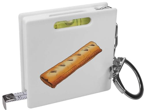 Azeeda 'Sausage Roll' Keyring Tape Measure/Spirit Level Tool (KM00030420)