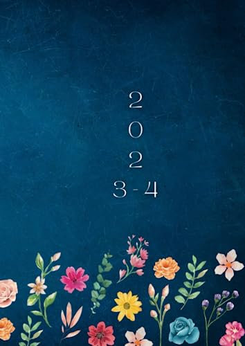 2023-2024: A4 Kalender XXL 1 Tag 1 Seite | Planer | Tagebuch | Notizbuch | Juli 2023 bis Juni 2024 | Studienplaner | Kalenderbuch | 365 Tage | 392 Seiten | Cover Blau Blumen Muster