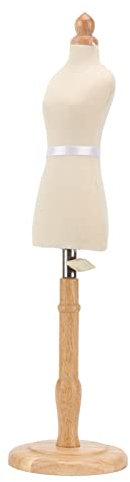 Haofy Weibliche Kleiderform, Höhe Mannequin Körper Holz Kleid Modell mit Rundem Ständer für Kleidung Kleid Schmuck Display, Beige