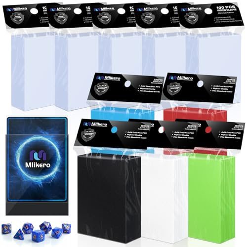 1000 Kartenhüllen, 500 matte Sammelkartenhüllen und 500 Innenhüllen, ideal für Doppelhülle, perfekte Passform, kompatibel mit MTG, TCG, Baseball, Fußballkarten (5 Farben)