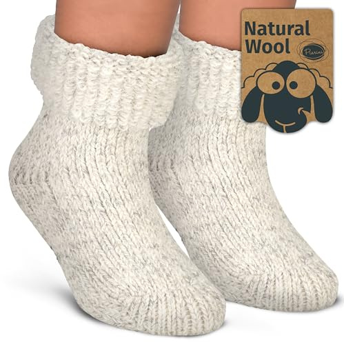 Piarini barn ABS stoppstrumpor – 1 par – ullstrumpor – vinterstrumpor – norska strumpor med innerfrotté, LJUSGRÅ, 27-30