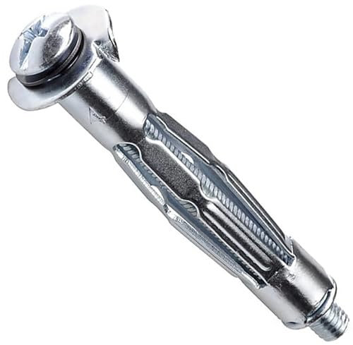Tacos de anclaje resistentes para fijación de placas de yeso – Tornillo de metal con cavidad Molly, fijaciones de pared huecas superiores, paquete de: 5 M4 x 32 mm (4 x 12)