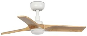 Faro HEYWOOD Kleiner LED-Deckenventilator in Weiß und dunklem Holz mit 6 Geschwindigkeiten