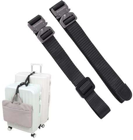Vividwise Sangles de bagage, sangles de connexion pour bagages avec boucle en métal pour valises, accessoires de ceinture de voyage pour connecter vos 2 bagages et sacs ensemble (2,5 cm, taille