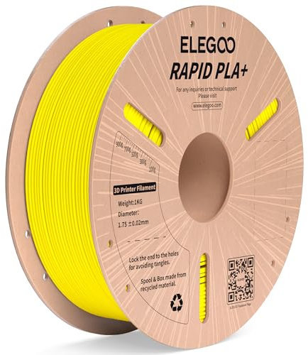 ELEGOO High Speed PLA+ Filament 1.75mm Gelb 1 KG, Rapid PLA Plus 3D Drucker Speedy Filament, 600 mm/s Hochgeschwindigkeitsdruck, Maßgenauigkeit +/-0,02mm, 1kg Spule (2.2lbs)