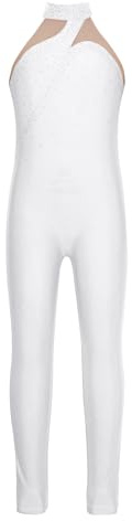 Zaldita Tuta da Ginnastica Artistica per Bambina Ragazza Jumpsuit da Pattinaggio Senza Manica Tuta Intera da Balletto Ballerina Yoga Palestra Corsa Dancewear Bianco 15-16 anni