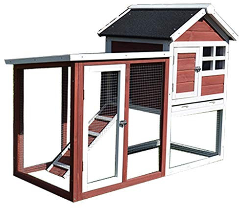 WYRMB Hühnerställe für den Außenbereich, wasserdichter Hühnerstall aus Holz mit beweglicher Reichweite, Kaninchenkäfig mit Rutsche, Heimtierbedarf, Geflügelpflege (Orange 115 x 62 x 93 cm)