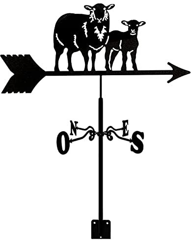 LaYiQimn Wetterfahne Metall-Wetterfahne, Edelstahl, Wetterfahne, Bauernhof, Retro-Windfahne, Windrichtungsanzeiger, schwarzer Wetterhahn, Messwerkzeug, einfache Bedienung (Stil 1)