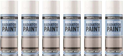 HitlineUK 6 X 400ML RADIATOR PAINT WHITE PAINT QUICK DRYING HEAT RESISTANT ENAMEL COATING PAINT