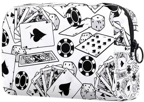 Spades Poker Card Chips Dice Cosmetic Bag for Women, Travel Toiletries Bags Large Makeup Handy Pouch Organiser Bag with Zipper