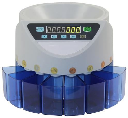 Kadxyan Compteur De Pièces, Compteur De Pièces en Euros, Préréglage Automatique Numérique/Affichage De l'argent Total/Auto-vérification des Défauts, pour Magasin, Banque, Restaurant