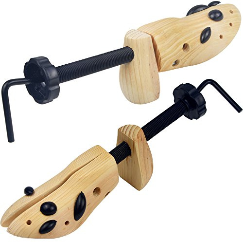 zpllsbratos Par de Hormas de Madera Natural para Zapatos Ajustable Dilatadores Ensanchador Estirador Forma de Calzado Sin Dañar Hombre Mujer(L Para talla 42-46)