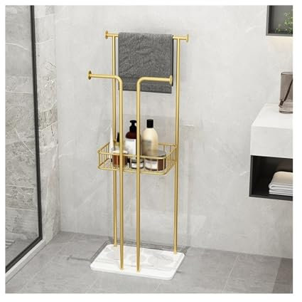 GLigeT Handtuchhalter Freistehend Moderner Badezimmer-Handtuchhalter, Boden, einfacher Marmor-Badezimmerregal, Hotel-High-End-Handtuchhalter Handtuchleiter stehend(Gold)