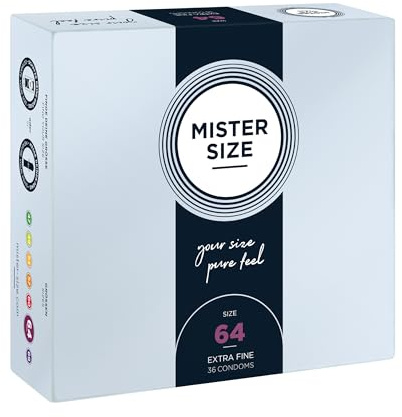 MISTER SIZE Kondomer – Extra Tunna & Ultra Mjuka – Naturlig Känsla – Extra Glid – Perfekt Passform – Naturlig Gummilatex – Maximal Säkerhet – 36-pack, 64 mm