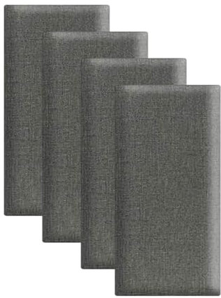 XQZMD Kid's Anti Collision Wall Padding, Wall Mounted Upholstered Headboard, Self-Adhesive 3D Soundproof Panels for King, Queen, and Full-Size Beds, Linen Material (Dark grey)