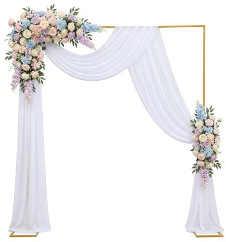 Lilyeriy Arco per Matrimoni, 3x3 Metri, Struttura Quadrata per Arco, Supporto per Palloncini in Metallo Giallo, Regolabile in Altezza, Per Decorazioni di Compleanni, Matrimoni, Anniversari
