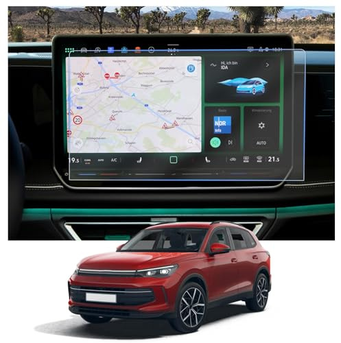 CDEFG Kompatibel mit VW Tayron 2025 2026 Hybrid Navigation Schutzfolie 6H Kratzfest 15 Zoll Discover Pro Max GPS Nano Displayschutzfolie Anti-Kratzen Navi Folie R-Line Zubehör [2 Stück]