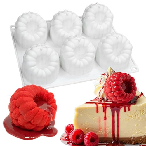 6-Loch Himbeeren Mousse Kuchenform Silikon Backform Schokoladenform Früchte Silikonform Backen Pralinenform Silikonbackform Bonbon Dessert Puddingform Silicone Mold Kuchenformen Silikonformen Backen