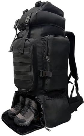Nayubo Sac à dos tactique de randonnée de 80 l avec compartiment à chaussures dédié – Sac à dos de grande capacité pour le camping, la randonnée, les hommes et les femmes – Sac à dos de randonnée en