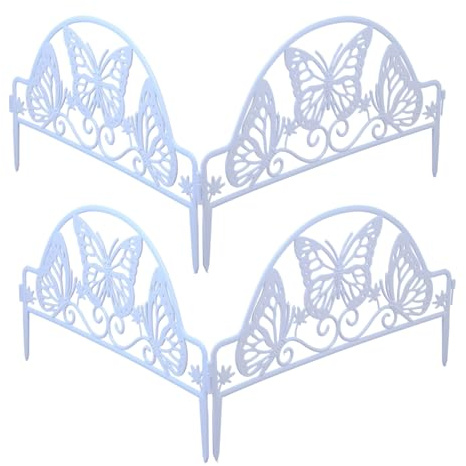 Homoyoyo 4 pezzi Recinzione da Giardino in Plastica Bianco Steccato Decorativo Esterno per Prato e Facilmente Installabile per Patio e Giardino Ornamento Naturale e Protettivo