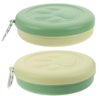 MUELODSIC Cuencos Portátiles para Perros 2 Piezas Tamaño L (15 X 14 Cm) en Color Verde y Verde Claro, Cuencos de Viaje Multifuncionales para Comida y Agua, Bebedero Portátil para Mascotas