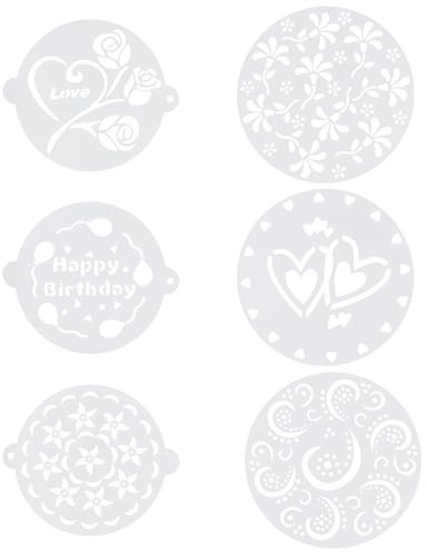 PACKOVE Stencil per Torte in Plastica Bianco 6 Pezzi Diverse Decorazioni per Cake Decorating e Accessori per Dolci Stili multipli