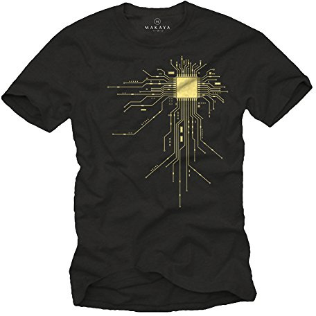 Makaya T-Shirt Geek Noir Homme Gamer CPU