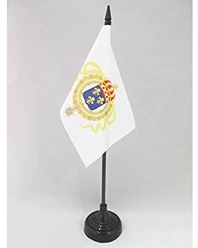 AZ FLAG Drapeau de Table Nouvelle-France 15x10 cm Socle Plastique | Usage intérieur Drapeau de bureau royaliste français finition cousue et bords renforcés polyester 100D