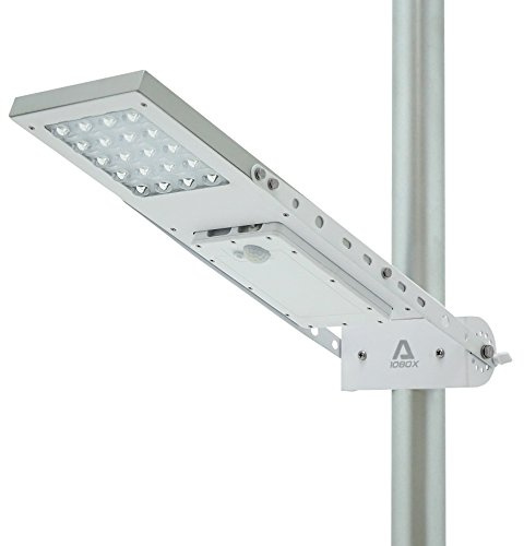 Alpha 1080X Solar Street Light Motion Sensor 3-Mode Street Lamp Dusk to Dawn Dimmable Waterproof Max Pole Diameter 3, Cool White LED