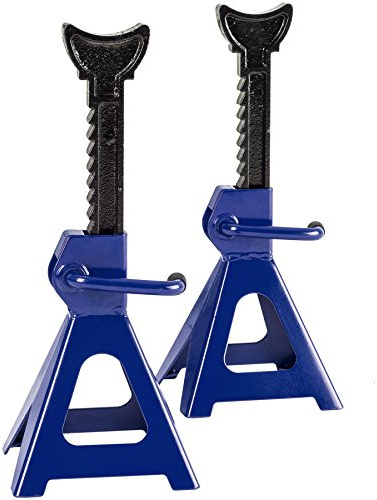 tectake® Gato Coche Hidráulico 3T, Elevador Coche Taller Ajustable 9 Posiciones 285-425 mm, Caballete Coche 3000 kg, Gato Hidráulico, Robusto y Estable - Set de 2 Azul