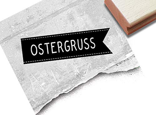 Stempel Osterstempel OSTERGRUSS als Banner - Textstempel zu Ostern, Karten Geschenkanhänger Osterdeko Scrapbook - zAcheR-fineT