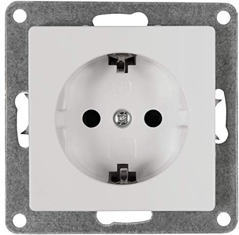 McPower Schutzkontakt Steckdose | Cup | 250V~/16A | Uunterputz-Montage | mit Einsteckschutz | Schraubanschluss | IP20 | weiß | ideal für sichere Elektroinstallationen