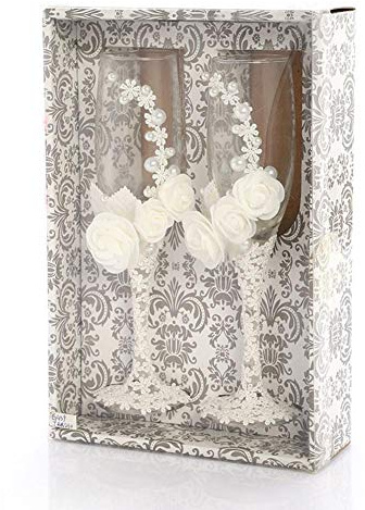 Juego de 2 copas de boda con encaje, decoración para vino y vino tinto y | champán, para novias, novias, novias, novias, parejas