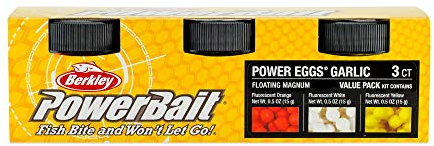 Berkley PowerBait Power Eggs Floating Mag Asst Fishing Bait, Assorted Colors, Irresistible Garlic Flavor, Natural Presentation, Ideal for Trout, Steelhead, Salmon and More