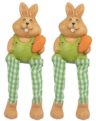 Ideen mit Herz Figuras decorativas con patas articuladas, primavera y Pascua, asiento de cantos, 18 cm (conejos de Pascua 1)