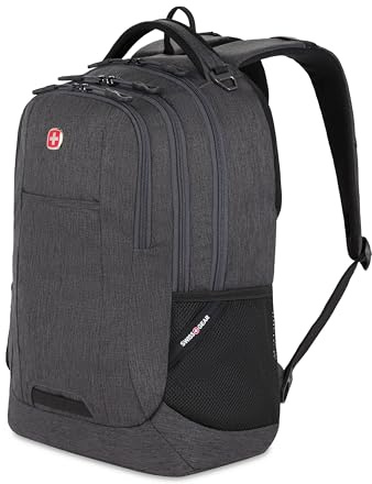 SwissGear 5505 Cecil 16” Laptop Backpack Charcoal – Daily Laptop Bag with Gear Attachment Options – Multiple Organizer Pockets & Padded Shoulder Straps