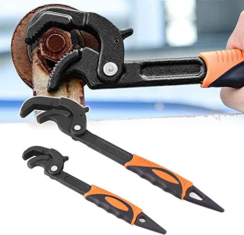 Jeyaic Adjustable Wrench Quick Multi-Function Spanner Power Grip Pipe Wrench Set 2 Pack compatible with 14-60mm Pipes Nuts Screws