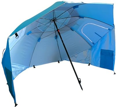 Pincho Ombrellone Grande 220 cm Tenda Solare UV50+ Antivento Impermeabile Traspirante 3 Posizioni Ali Finestre Picchetti Tenditori Ancoraggio