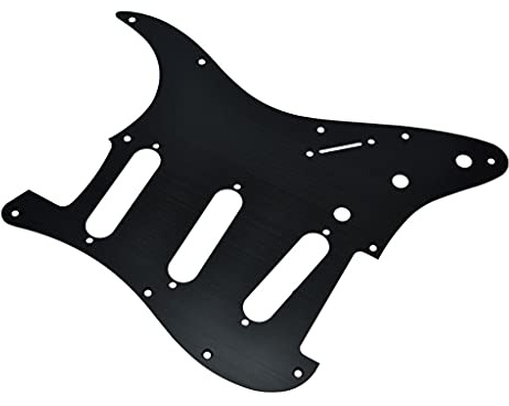 KAISH Schlagbrett für Stratocaster/Strat, 11 Löcher, Metall, Aluminium, eloxiert, moderner Stil, ST/Strat, SSS, Schlagbrett für USA/Mexiko Stratocaster/Strat, Schwarz