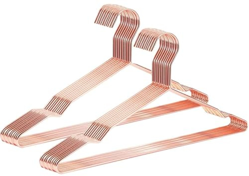 Klädhängare metall, DARUITE 20 stycken klädhängare, klädhängare roséguld, klassiska galgar rostfritt stål, stabil halkfri rockhängare för dräkt, t-shirt, jacka, byxor och skjortor (42 cm)