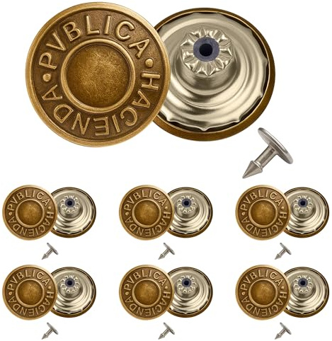 Trimming Shop 14 mm Ersatz-Jeansknöpfe, langlebiger Reißverschluß, kein Nähen, Knöpfe mit Rückennieten, für Jeans, Jacken, Röcke, Bronze, 10-teiliges Set